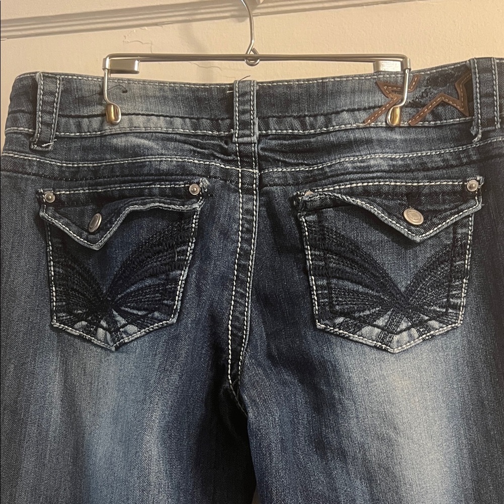 Y2K Low Rise Distressed Baby Flare Jeans - Picture 5 of 6